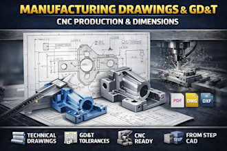 create manufacturing drawings gd and t from step cad for cnc production