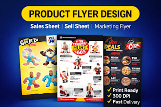 design professional product  flyer sales sheet sell sheet and marketing flyer