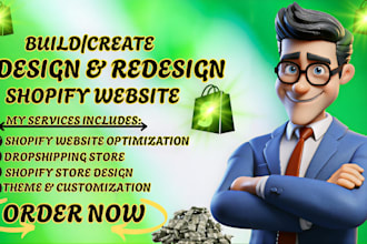 design shopify dropshipping store, build shopify website design and redesign