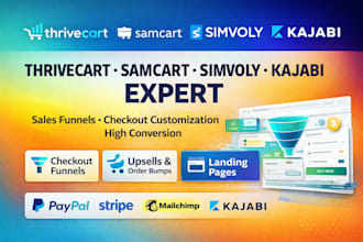 design samcart thrivecart simvoly kajabi sales funnel landing page online course