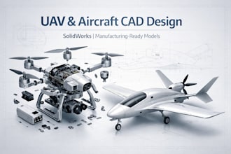 design uav, drone, and aircraft cad models in solidworks for manufacturing