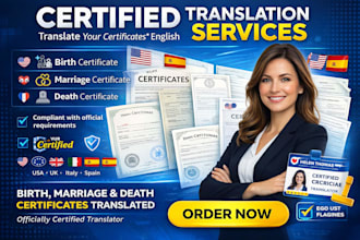 translate your birth marriage and death certificates