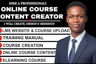do online course content, training manual, elearning course, course creation