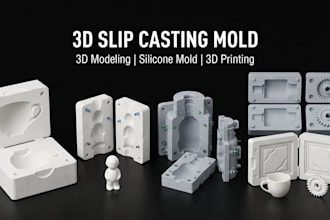 design 3d silicone mold slip casting 3d cad model injection mold print ready stl