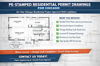 draw stamped residential floor plans for permits approval