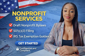 draft non profit bylaws, 501c3 filing, irs tax exemption guidance compliance