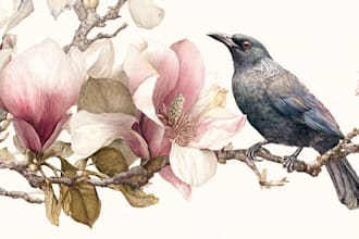 draw an animal and botanical illustration