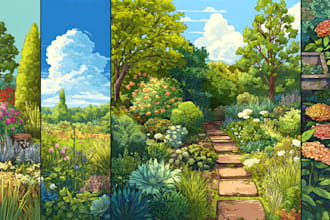 design realistic landscape illustration for you