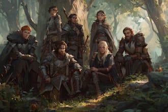 design an your dnd group party illustration