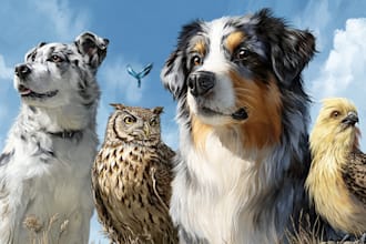 draw pet portrait, dog, cat, bird