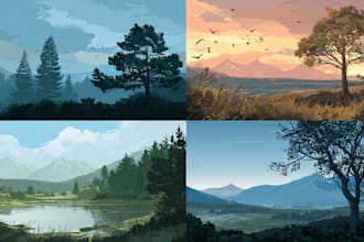draw professional vector landscape illustration