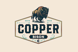 design western boutique logo incorporating bison