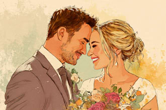 design couple portrait wedding portrait illustration