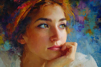 paint a portrait with oil painting in impressionism art