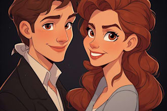 create professional caricatures for couples or wedding gift