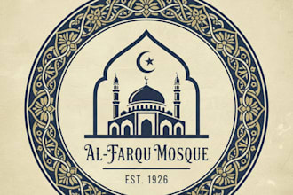 design a vintage mosque logo with elegant islamic style