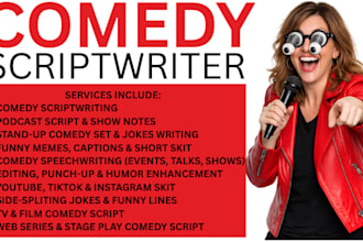 script treatment comedy script editing punch up speeches web series movie script