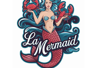 design high quality mermaid mascot logo with t shirt design