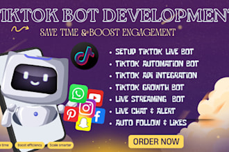 create tiktok affiliate bot, mass dm bot, social media bot, invite bot chatbot