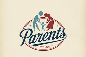 design a warm and timeless vintage parents logo
