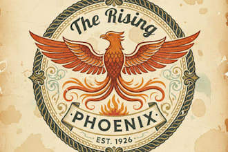 design a powerful vintage phoenix logo