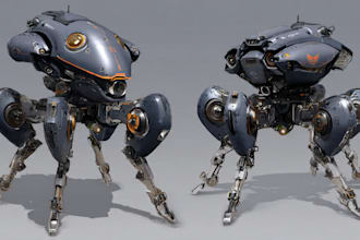 illustrate high quality futuristic mecha designs