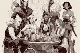 design custom dnd party portraits and group art