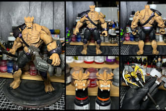 do 3d print and paint, hand painting, miniature figurine anime model stl print