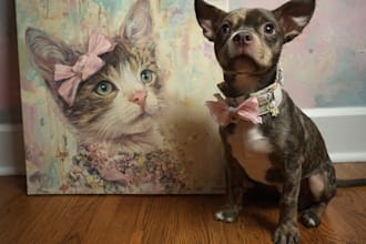 draw a cute pet, cat, dog portrait in my art style