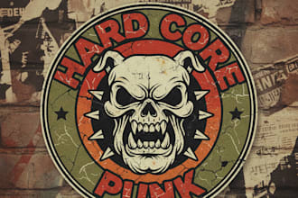 design a bold vintage hardcore logo for your brand