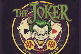 design a bold vintage joker logo for your brand