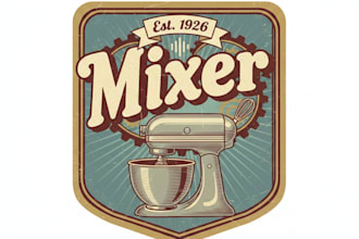 design a classic vintage mixer brand logo for your business