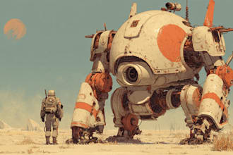 create retro mecha or scifi gundam art