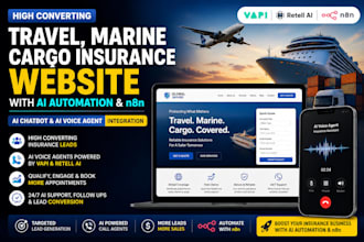 design travel marine cargo insurance website with retell vapi ai customer agent