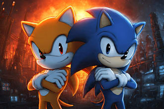 make a drawing in the sonic adventure artstyle