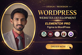convert  figma, PSD, xd designs to wordpress websites using elementor pro, divi