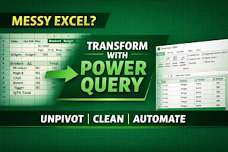 fix messy excel files using power query such as unpivot, reshape, mapping