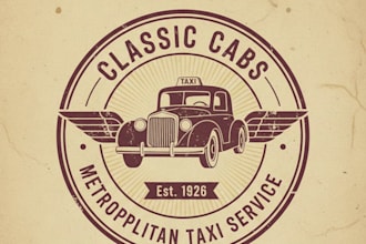 design a classic vintage taxi brand logo for your business