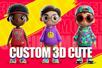 create cute 3d characters, animals, cartoon, mascot, modeling, and chibi