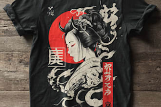 make a japanese t shirt illustration