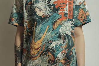 draw a japanese t shirt illustration