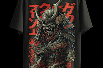 create a custom japanese t shirt illustration