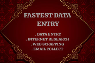 do fastest data entry in spreadsheet in 20 hours , internet research