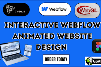 design webflow animated website, three js, webgl, gsap webflow website animation