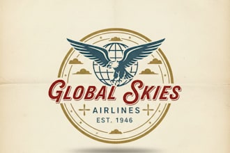 design a classic vintage airline logo for your brand