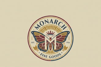 design a majestic vintage monarch logo for your brand