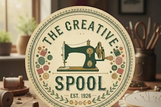 design a charming vintage crafting logo for your brand