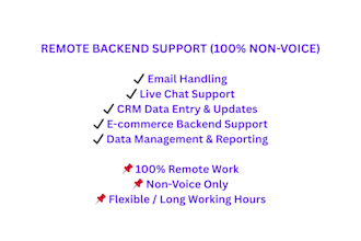 provide remote backend support, email handling and CRM data entry