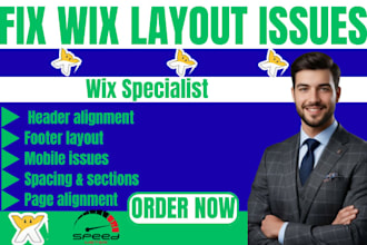 fix wix header footer, layout issues, mobile problems and page alignment