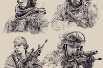 draw 2d game art military character design
